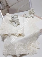Постільна білизна Maison D'or Gupurlu Bej 200x220см бамбук жаккард з гіпюром кремовий - Зображення 4