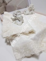 Постільна білизна Maison D'or Gupurlu Bej 160x220смх2шт бамбук жаккард з гіпюром кремовий - Зображення 2