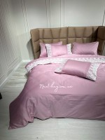 Постільна білизна Maison D'or Gloria dark lilac 200x220см сатин з мереживом фіолетовий - Зображення 3