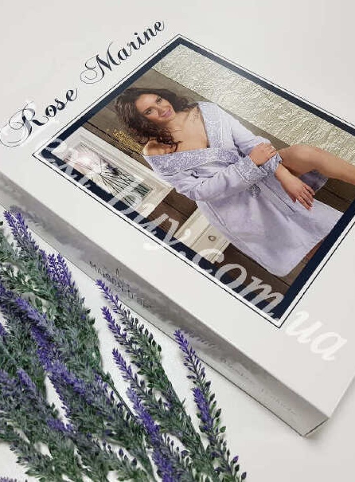 Жіночий халат бамбуковий Maison D`or Paris Rose Marine короткий фіолетовий - Зображення 8