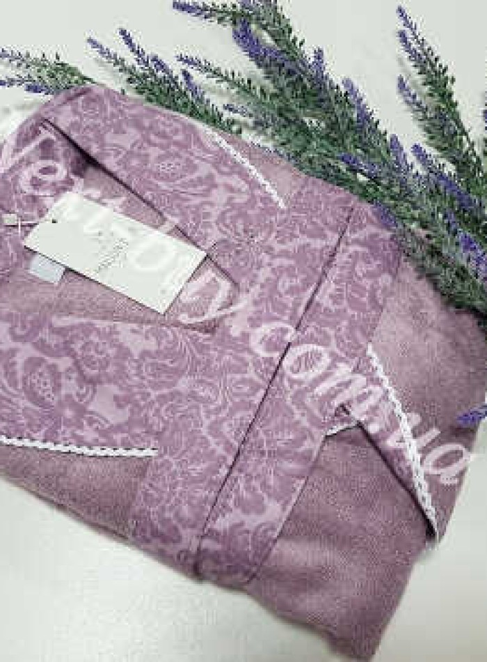 Жіночий халат бамбуковий Maison D`or Paris Rose Marine короткий фіолетовий - Зображення 7