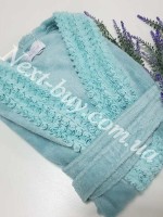 Женский халат бамбуковый Maison D'or Vivienne с розами бирюзовый — изображение 6