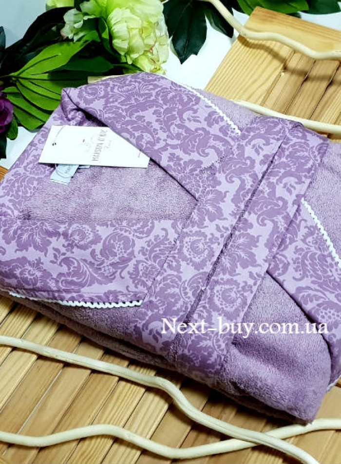 Жіночий халат бамбуковий Maison D`or Paris Rose Marine короткий фіолетовий - Зображення 5