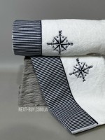 Чоловічий банний рушник Marine Club Maison D'or 85х150 см білий з синім - Зображення 7