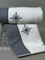 Maison D'or мужское махровое полотенце для лица 50х100см Marine Club белый с синим
