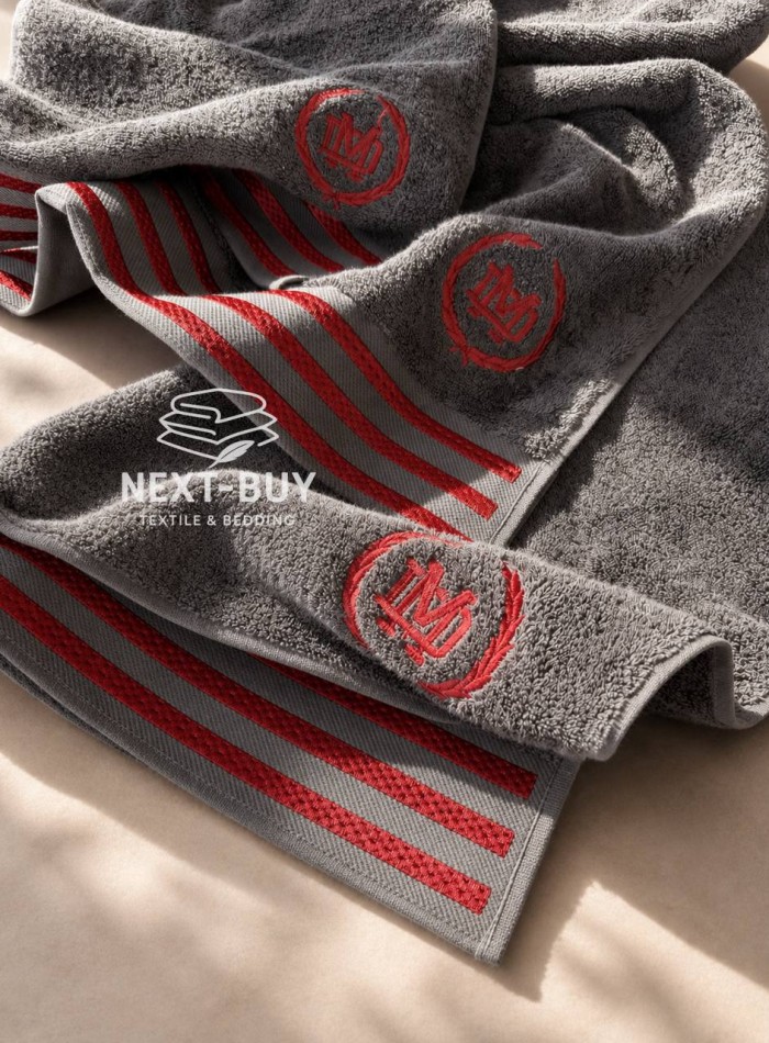 Maison D'or Delon Anthrasit Cotton набір рушників для чоловіків темно-сірий з червоним - Зображення 3