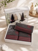 Maison D'or Delon Anthrasit Cotton набір рушників для чоловіків темно-сірий з червоним - Зображення 4