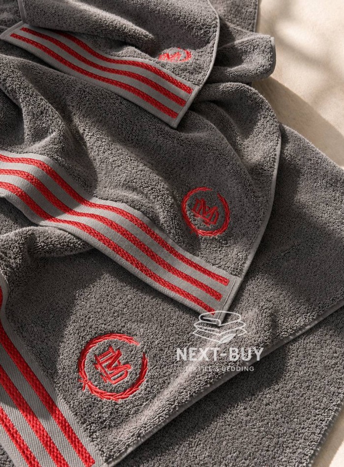 Maison D'or Delon Anthrasit Cotton набір рушників для чоловіків темно-сірий з червоним - Зображення 5
