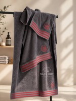 Maison D'or Delon Anthrasit Cotton набір рушників для чоловіків темно-сірий з червоним