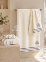 Maison D'or Delon Ecru Cotton набір рушників для чоловіків кремовий з сірим - Зображення 6