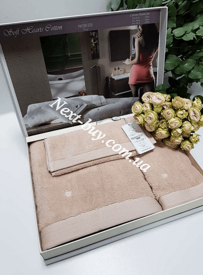 Maison D'or Soft Hearts Cotton набор полотенец хлопок кремовый — изображение 7