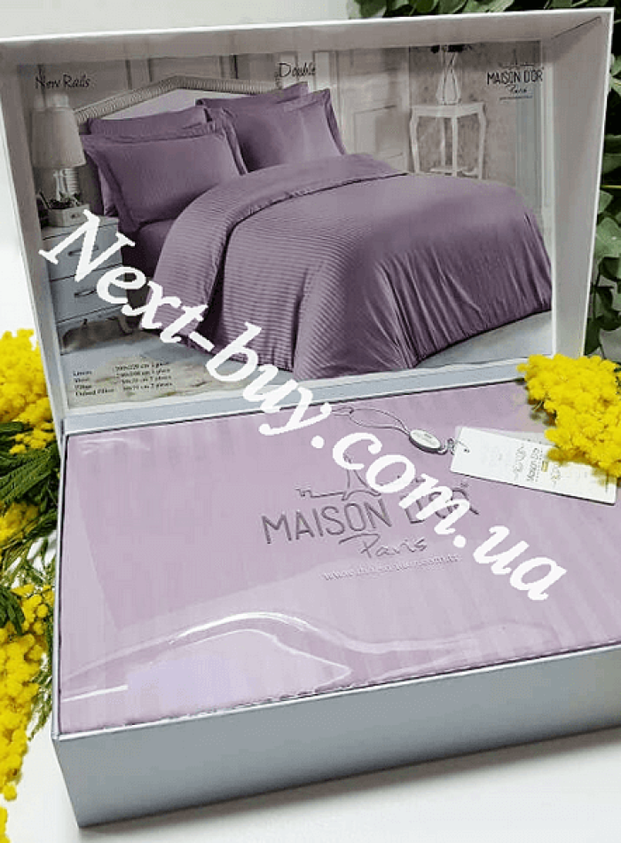 Maison D'or New Rails Lila постельное белье полуторное 160x220см сатин с жаккард фиолетовый — изображение 6