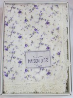 Maison D'or Roses покривало вафельне з мереживом 220x240см ліловий - Зображення 2