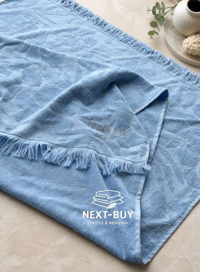 Maison D'or Hawaii хлопковое полотенце для бани, сауны 85х150см голубое — изображение 2