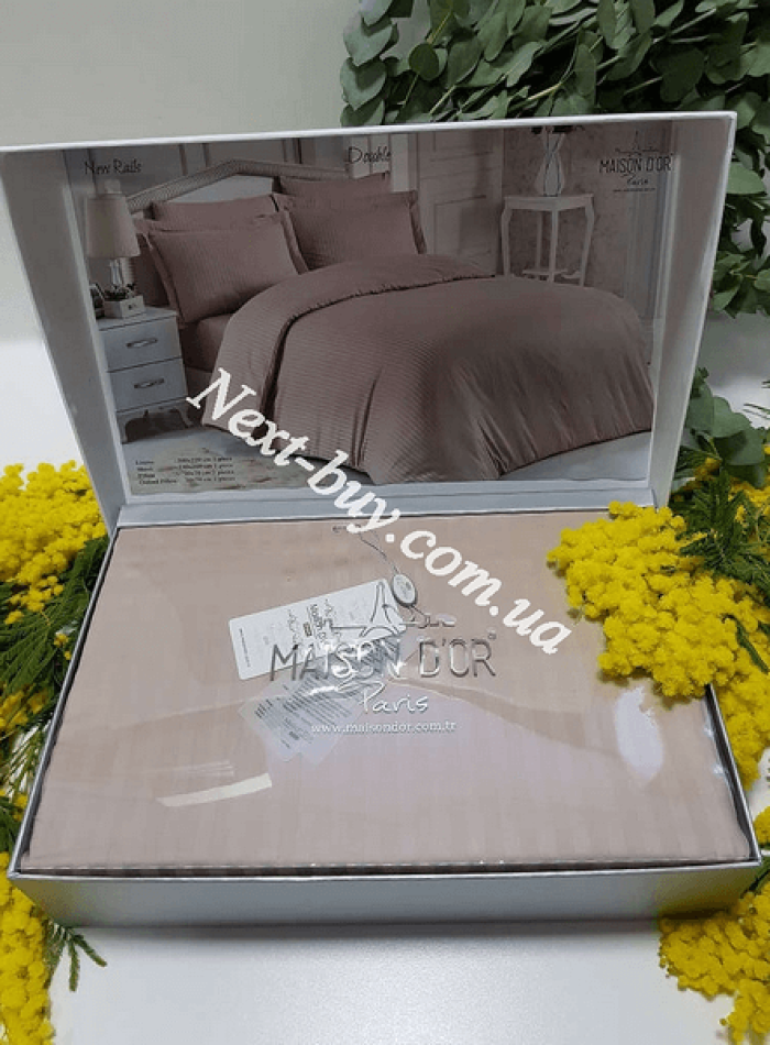 Maison D'or New Rails Double beige постільна білизна Maison 200x220см сатин бежевий - Зображення 7