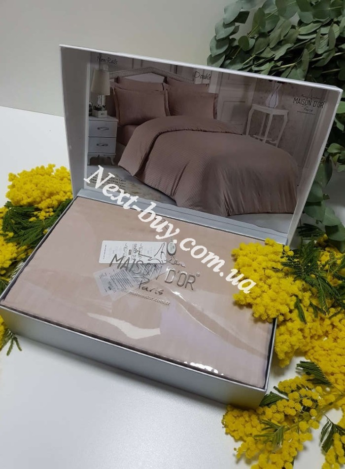 Maison D'or New Rails Double beige постільна білизна Maison 200x220см сатин бежевий - Зображення 4