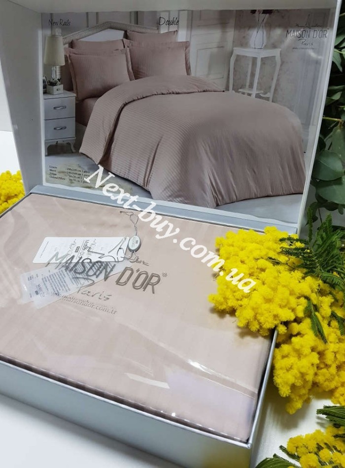 Maison D'or New Rails Double beige постільна білизна Maison 200x220см сатин бежевий - Зображення 3