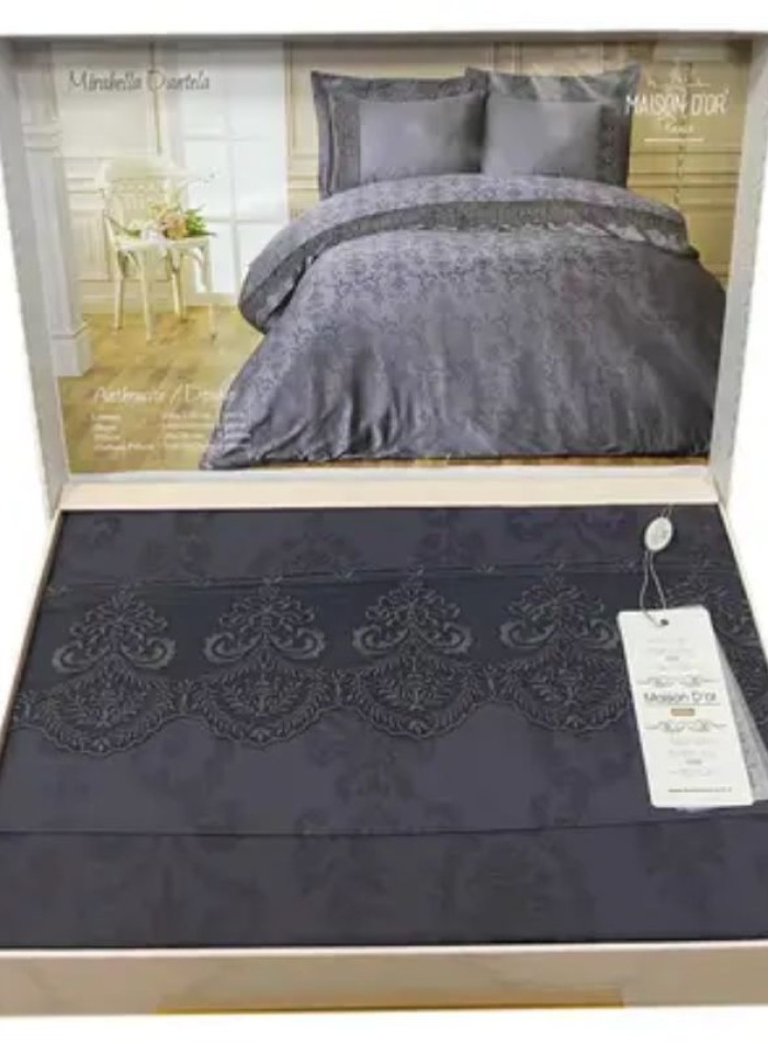 Maison D'or Mirabella Dantella Antracite постільна білизна 200x220см сатин з мереживом - Зображення 2
