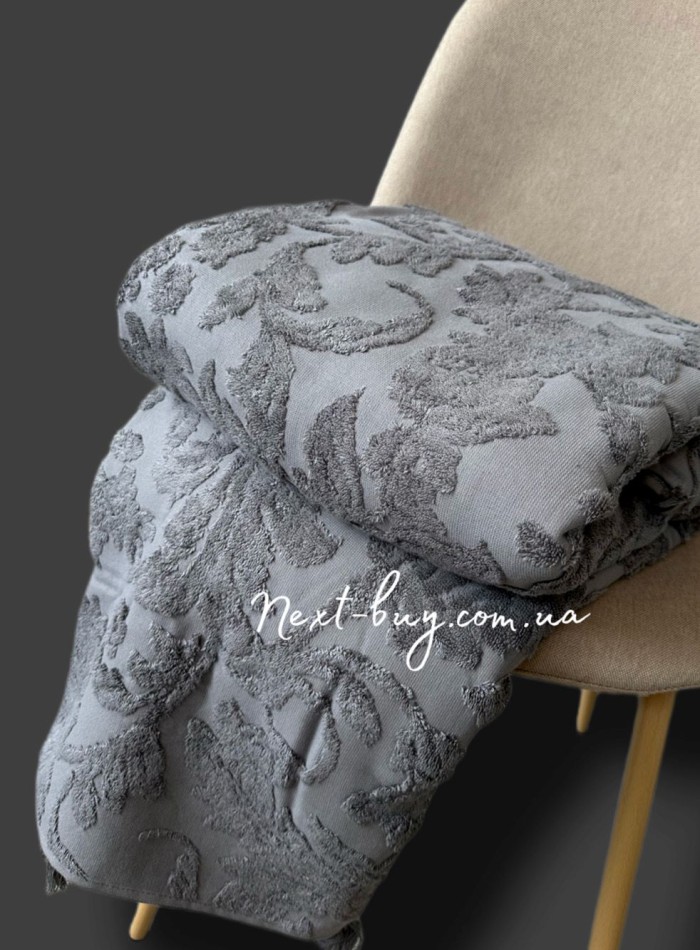 Maison D'or Paris Sanda Bedspread махрове простирадло-покривало 220х240 з бахромою бавовна antrasit - Зображення 5