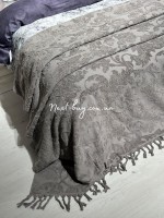 Maison D'or Paris Sanda Bedspread махрове простирадло-покривало 220х240 з бахромою бавовна antrasit - Зображення 4
