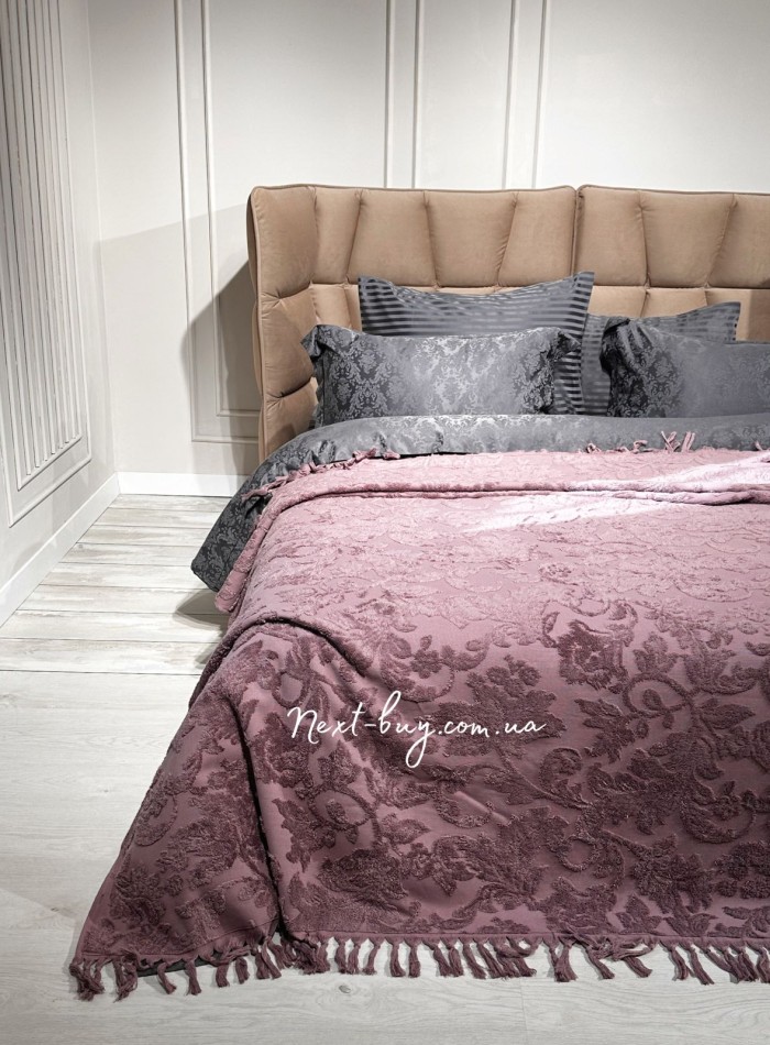 Maison D'or Paris Sanda Bedspread махровая простынь-покрывало 220х240 с бахромой хлопок фиолетовая — изображение 3