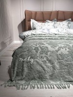 Maison D'or Paris Sanda Bedspread махрове простирадло-покривало з бахромою бавовна м'ятне 220x240 - Зображення 5
