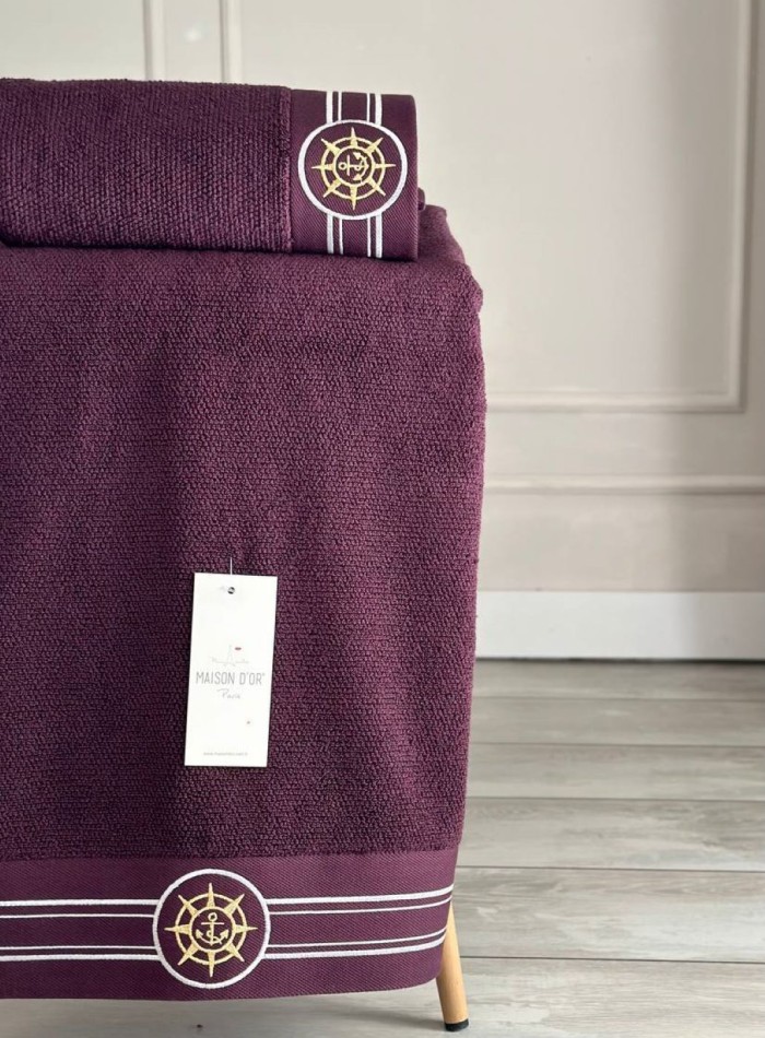 Maison D´or банное, махровое полотенце Elegance Marine бордо — изображение 3