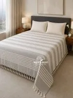 Maison D'or Paris Peshtemal 220х240 плед з бахромою сірий