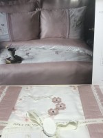 Pupilla Lovely Pudra постільна білизна сатин з 3D вишивкою євро 200х220