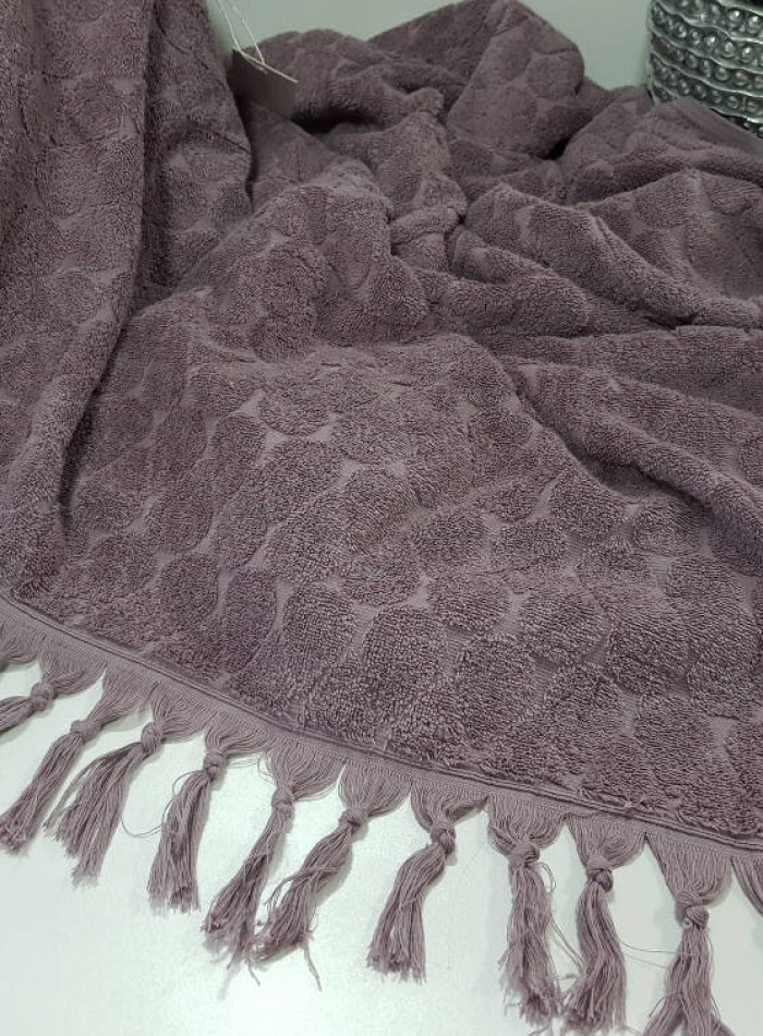 Maison D'or Paris Danielle Bedspread махровая простынь с бахромой хлопок фиолетовая — изображение 3