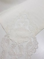 Святкова скатертина прямокутна 160х220 кремова з мереживом Melisa Туреччина - Зображення 6