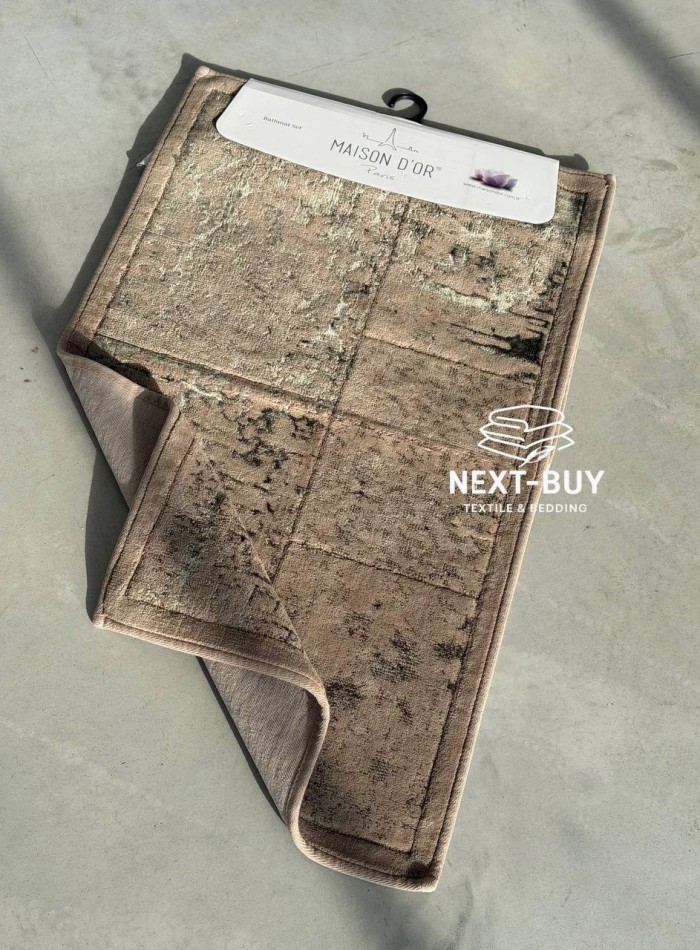 Преміум-набір килимів для ванної бавовняних Maison D’or Gardiner Patchwork Kahve 2 шт (60×100 см + 50×60 см) | Туреччина - Зображення 3
