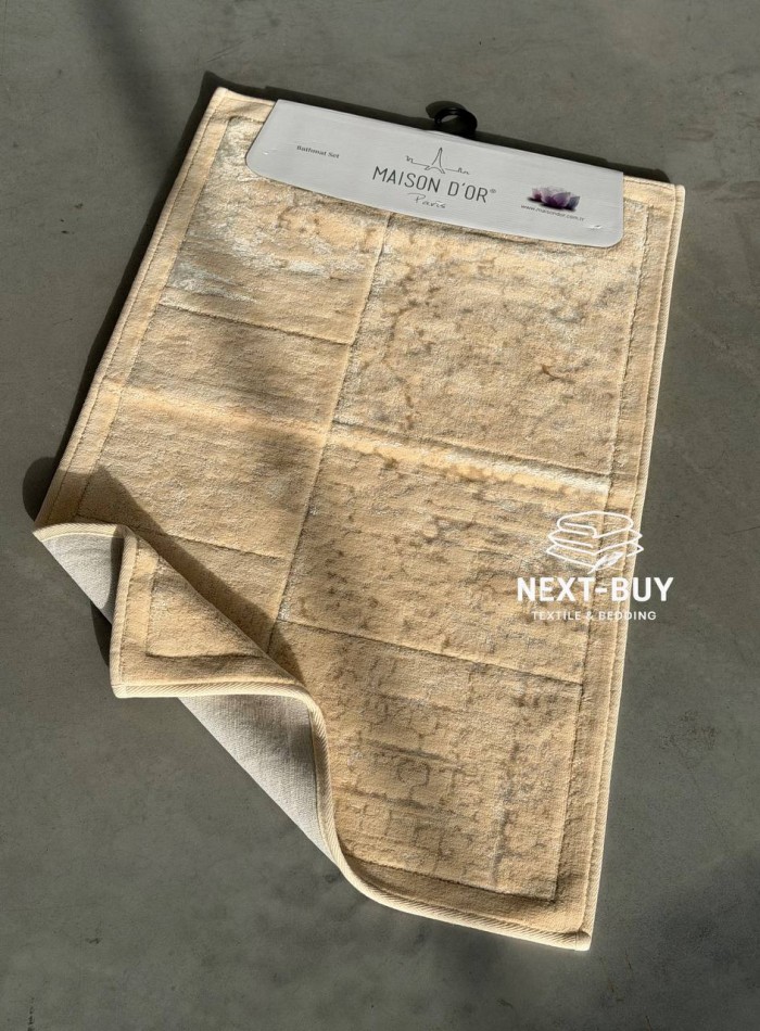 Преміум-набір килимів для ванної бавовняних Maison D’or Gardiner Patchwork Fildisi 2 шт (60×100 см + 50×60 см) | Туреччина - Зображення 2