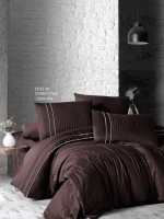 First choice Stripe style cikolata(chocolate) delux сатин постельное белье евро 200х220