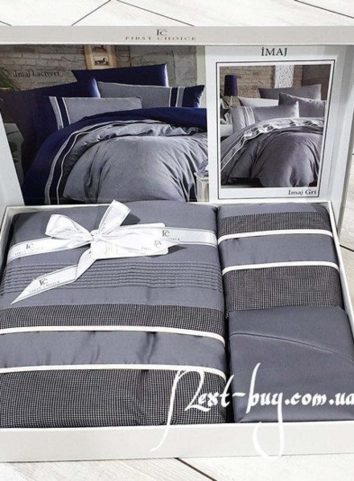 First choice Imaj gri-Grey vip сатин постельное белье евро 200х220 — изображение 2