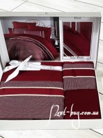 First choice Imaj bordo- Dark red vip сатин постельное белье евро 200х220 — изображение 2