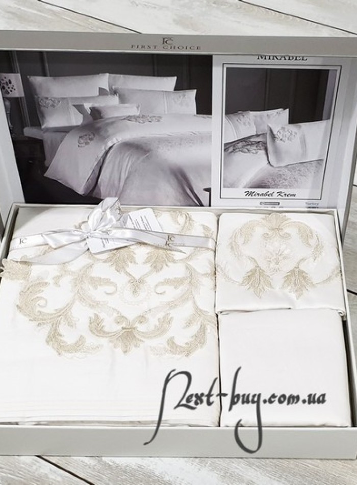 First choice Mirabel Krem-Cream vip сатин постельное белье евро 200х220 — изображение 2