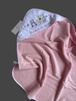 Maison D`or Lamite pink дитячий махровий рушник - куточок з вишивкою рожевий 76x76