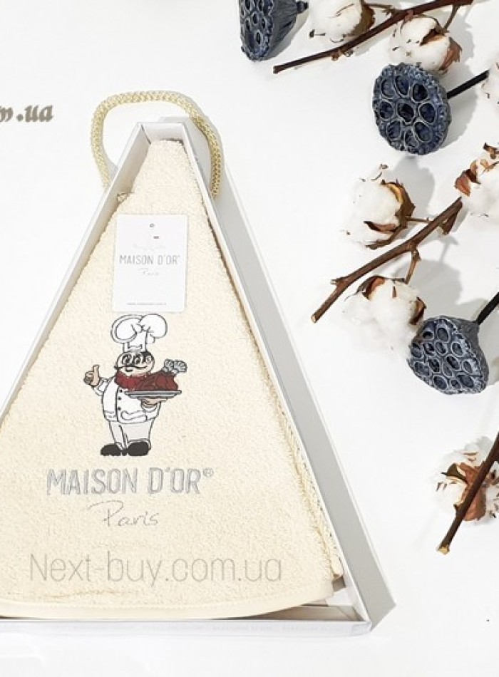 Maison D`or Maxi box круглий кухонний рушник 1шт 70х70 бавовна світло-бежевий - Зображення 6