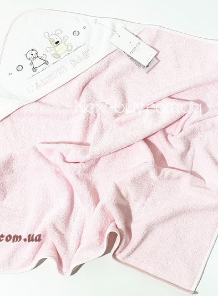 Maison D`or Lamite pink дитячий махровий рушник - куточок з вишивкою рожевий 76x76 - Зображення 3