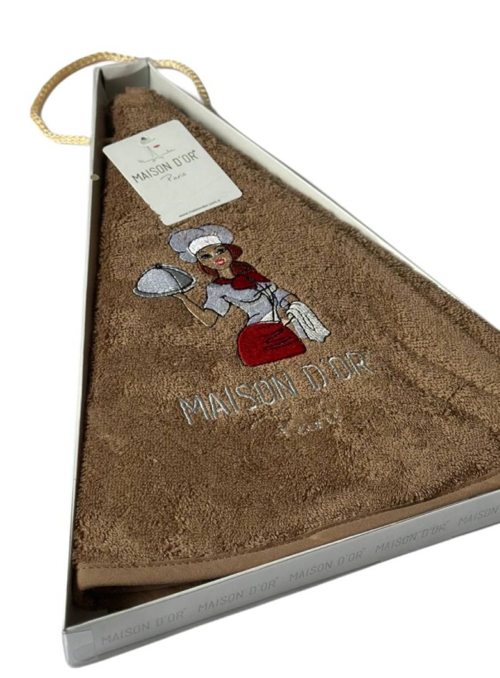 Maison D`or Maxi box круглое кухонное полотенце 1шт 70х70 хлопок коричневый — изображение 3