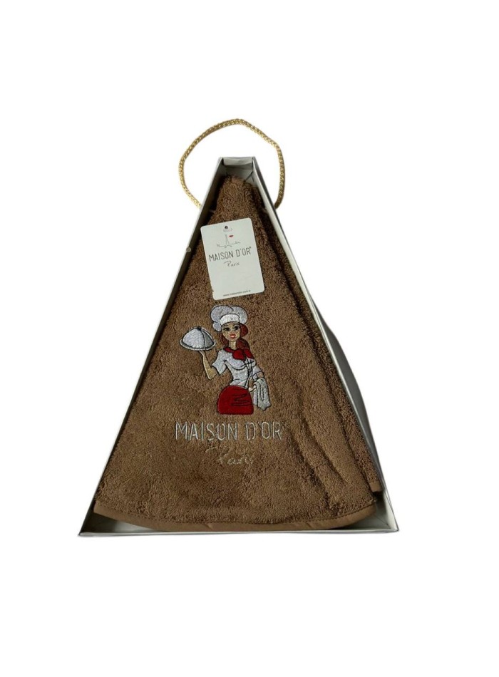 Maison D`or Maxi box круглое кухонное полотенце 1шт 70х70 хлопок коричневый — изображение 2