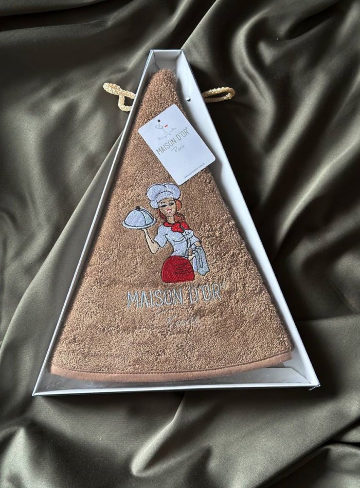 Maison D`or Maxi box круглое кухонное полотенце 1шт 70х70 хлопок коричневый — изображение 7