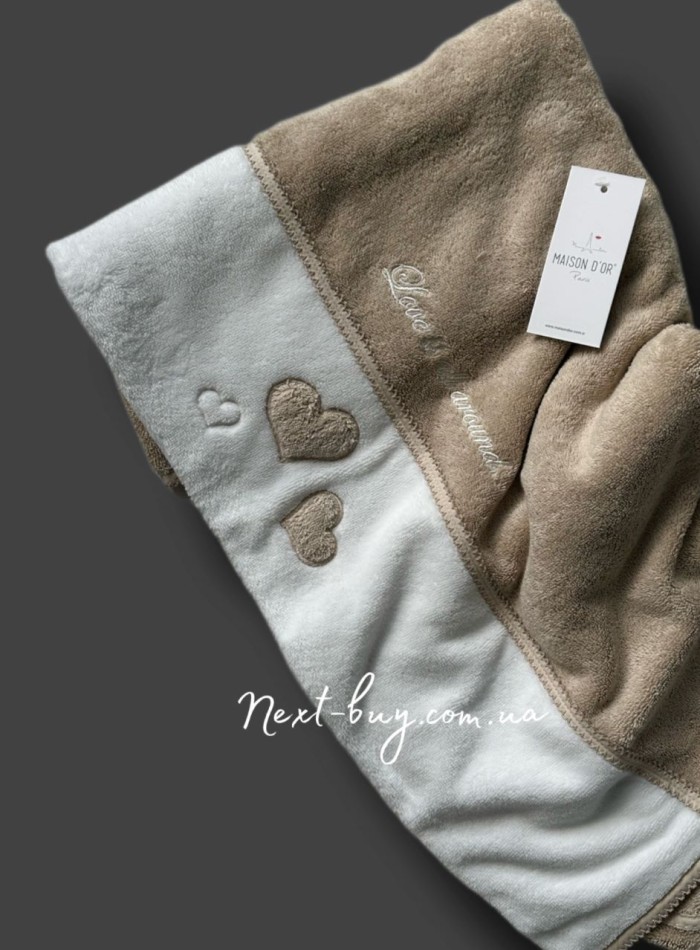 Maison D`or Monique Hearts махровое полотенце для сауны 85х150 бежевое — изображение 3