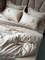 Постільна білизна Maison D'or Helena Bej 200x220см сатин з мереживом - Зображення 6
