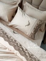 Постільна білизна Maison D'or Helena Bej 200x220см сатин з мереживом - Зображення 5