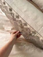 Постільна білизна Maison D'or Helena Bej 200x220см сатин з мереживом - Зображення 3