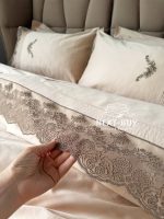 Постільна білизна Maison D'or Helena Bej 200x220см сатин з мереживом - Зображення 8