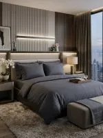 Maison D'or New Rails Double Antracite постільна білизна Maison 200x220см сатин чорний