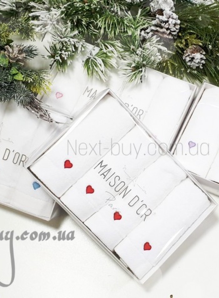 Maison D'or Micro Cotton Soft Embroidery набір бавовняних рушників 4шт white-red - Зображення 2